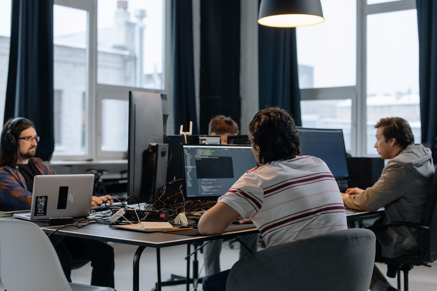 A software team working together in a shared office